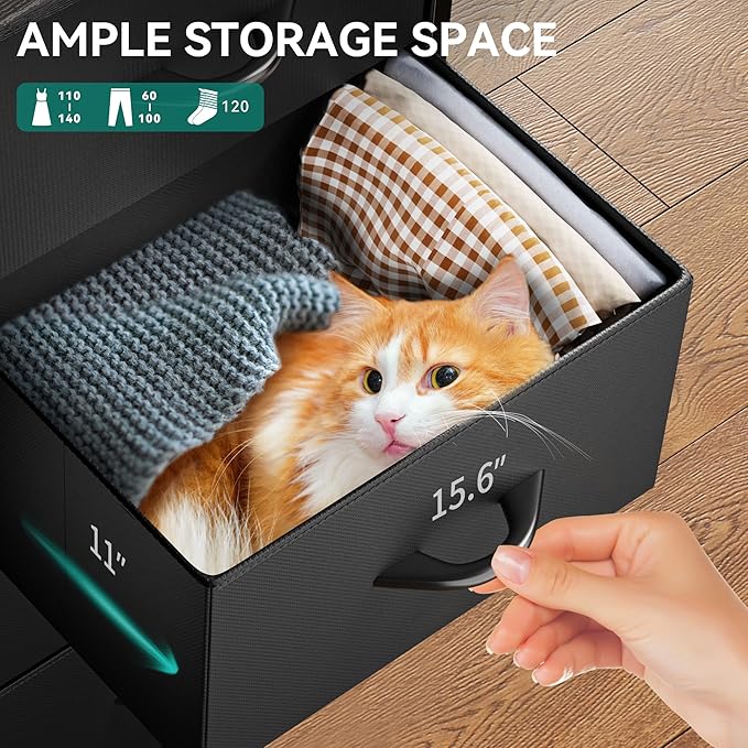 YITAHOME Fabric Dresser with 8 Drawers, Tall Dresser with Fabric Bins, Storage Tower Unit, Chest of Drawers for Living Room, Hallway