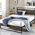 ZINUS Suzanne 44 Inch Bamboo and Metal Platform Bed Frame, Solid Steel Construction, No Box Spring Needed, Wood Slat Support, Easy Assembly, Grey Wash, King