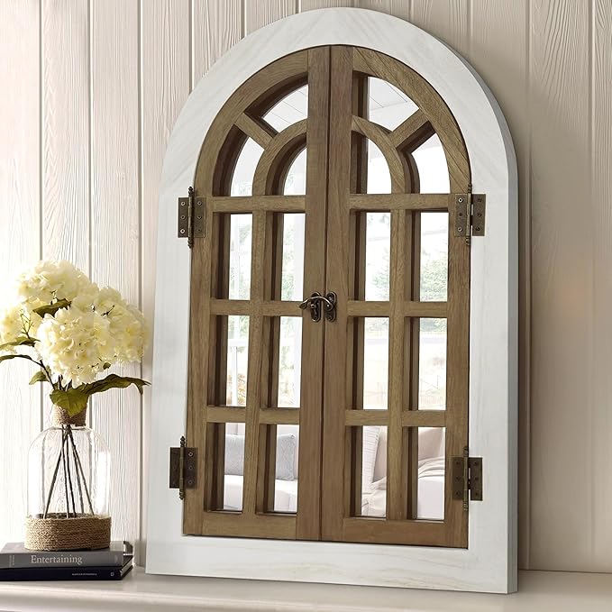 Bed Bath & Beyond Farmhouse Windowpane Arched Wall Mirror 20x30 - White