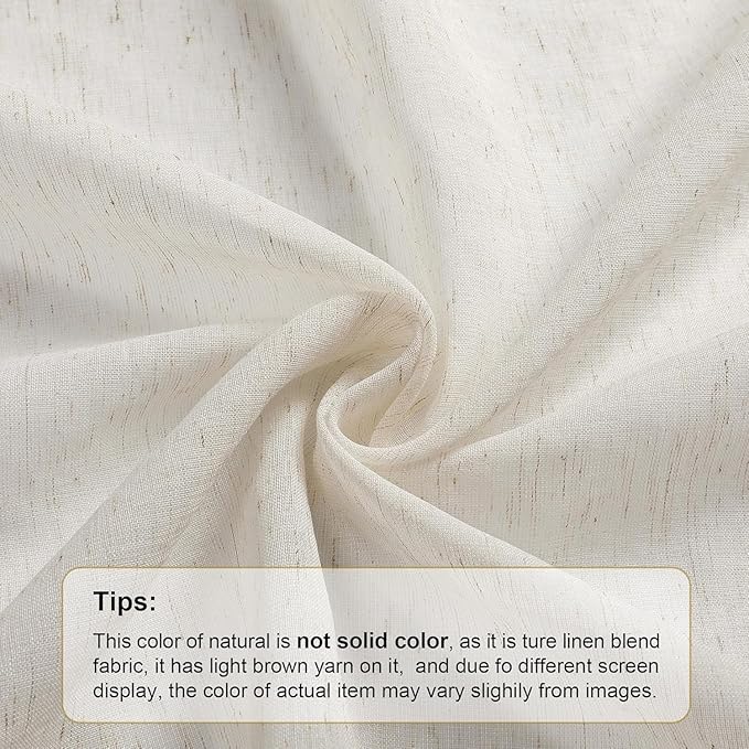 Aiyufeng Sheer Linen Curtains 84 Inches Long 2 Panels Set, Semi Transparent Voile Rod Pocket Linen Sheer Window Drapes for Bedroom Bed Canopy Dining Wedding Party Backdrop, 40W x 84L inch