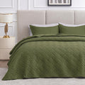 Love's cabin California King Size Quilt Bedding Set Olive Green Bedspread - Cal King Summer Lightweight Bedspread Comforter - Wave Pattern Coverlet for All Season - 3 Pieces (1 Quilt, 2 Pillow Shams)