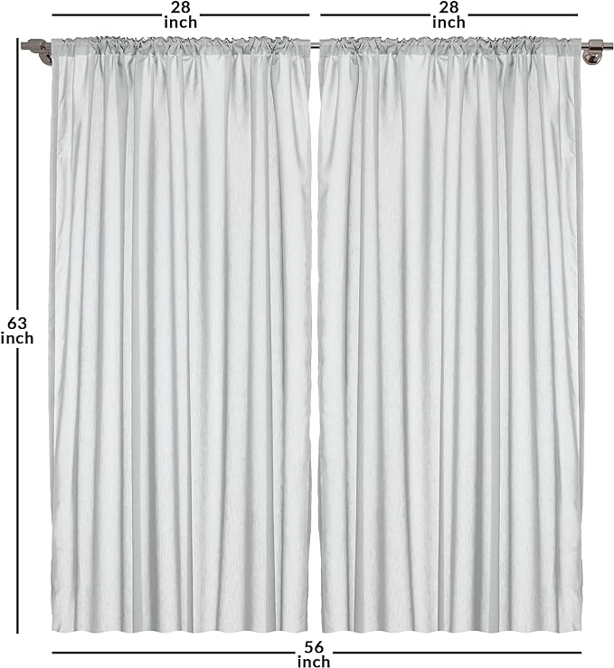 Ambesonne Geometric Window Curtains, Continuous Pattern with Abstract Concave Shapes and Triangles Print, Lightweight Decorative Panels Set of 2 with Rod Pocket, 56" x 63", Charcoal Grey and White