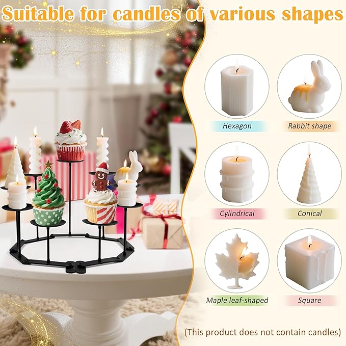 Candelabra Fireplace Candle Holder: 9 Black Iron Candelabra Fireplace Candle Holder for Pillar Candles