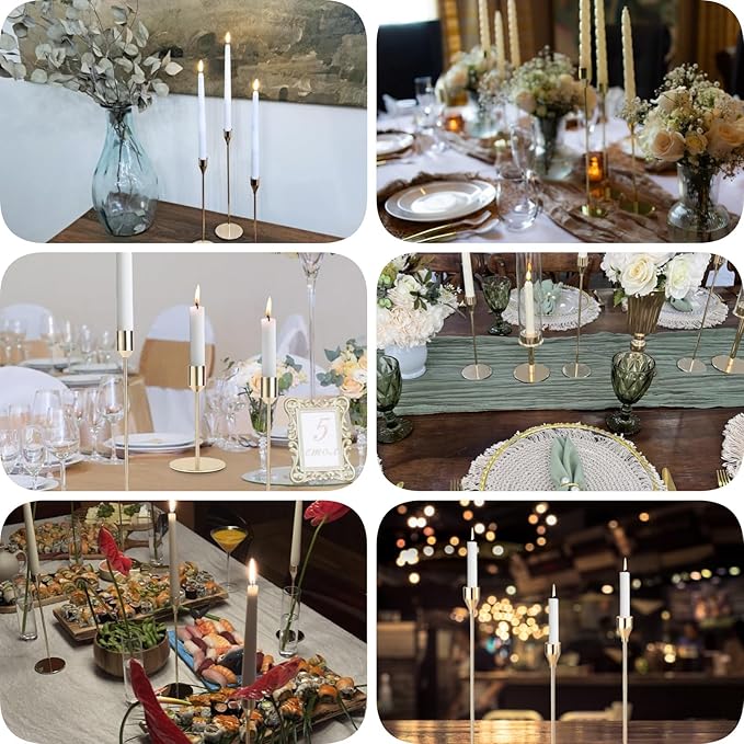 Gold Candlestick Holders Bulk, Decorative Taper Candle Holder for Candlesticks Vintage Gold Candle Sticks Holders for Christmas Wedding Dinner Table Centerpiece Decor (Set of 54)