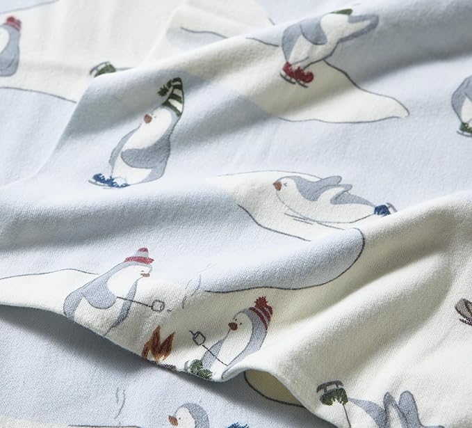 Eddie Bauer - Twin Sheets, Cotton Flannel Bedding Set, Brushed For Extra Softness, Cozy Home Decor (Skating Penguin, Twin)