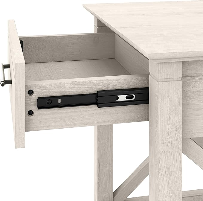 Bush Home End Table with Drawer, Nightstand with Storage, Living Room and Bedroom Furniture, Key West Collection, Linen White Oak