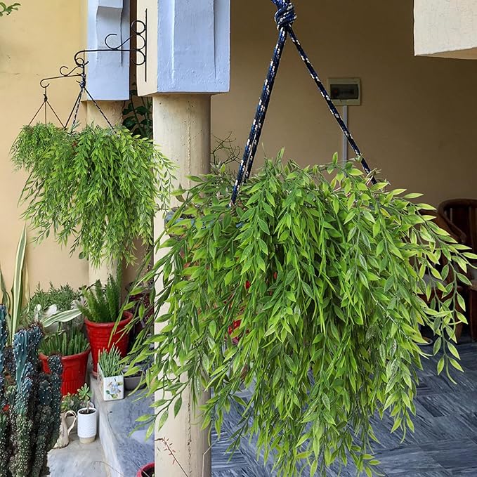 RECUTMS Artificial Weeping Willow 6Pcs,Plastic Leaves Twig Plants Greenery Fake Hanging Ivy Garland UV Resistant for Indoor Outdoor Home Garden Wall Baskets Wedding Party Table Planter Filler Decor