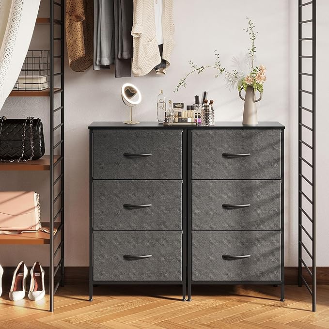 AODK Dresser for Bedroom Nightstand Small Dressers Chest of Drawers End Table for Living Room, Closet Dresser with 3 Storage Drawers Organizer Clothes, Dark Grey