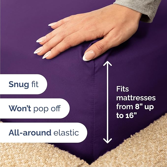 Cal King 6 Piece Sheet Set - Comfy Breathable & Cooling - Ultra-Soft Hotel Luxury Bedding Set with 8-16 Inch Deep Pockets - 1 Flat & 1 Fitted Sheet & 4 Pillowcases - Wrinkle Free & Easy Care - Purple