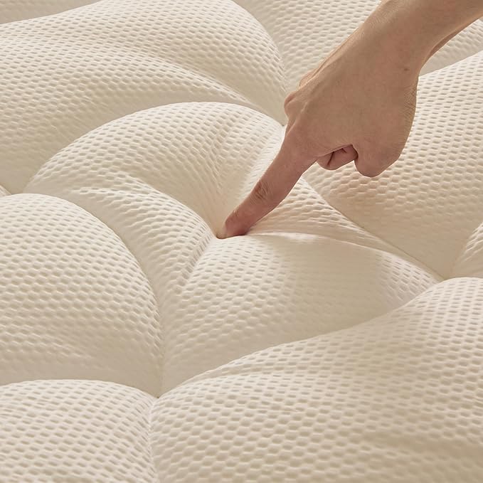 SLEEP ZONE Twin XL Cooling Mattress Topper for College Dorm, Premium Zoned Cool Mattress Pad Cover, Padded Mattress Protector Breathable Washable, Deep Pocket 8-21" (Beige, Twin XL)