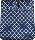 Mejoroom King Bed Sheet Set - Super Soft Brushed Microfiber 1800 Thread Count King Sheets with 15 inch Deep Pocket - Wrinkle Free - 4 Piece(King, Navy Quatrefoil with White Pattern)