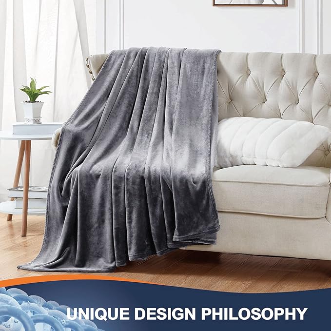 Walensee Fleece Blanket Plush Throw Fuzzy Lightweight (King Size 108x90 Dark Grey) Super Soft Microfiber Flannel Blankets for Couch, Bed, Sofa Ultra Luxurious Warm and Cozy for All Seasons
