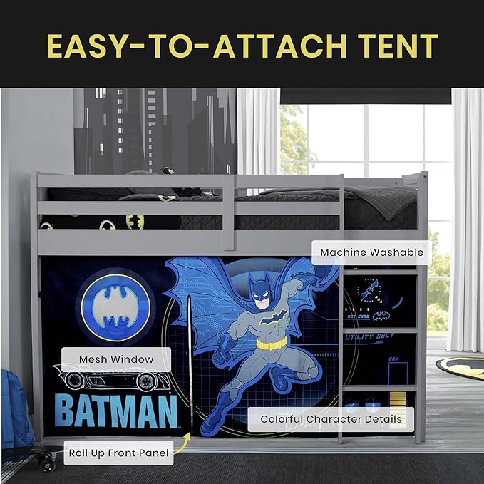 Batman Loft Bed Tent - Curtain Set for Low Twin Loft (Bed Sold Separately) by Delta Children (Pack of 10)