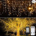 Brightown Icicle Lights Outdoor, 2 Packs Total 132Ft with 276 Drops, 1472 LED Icicle Christmas Lights with Timer, Warm White