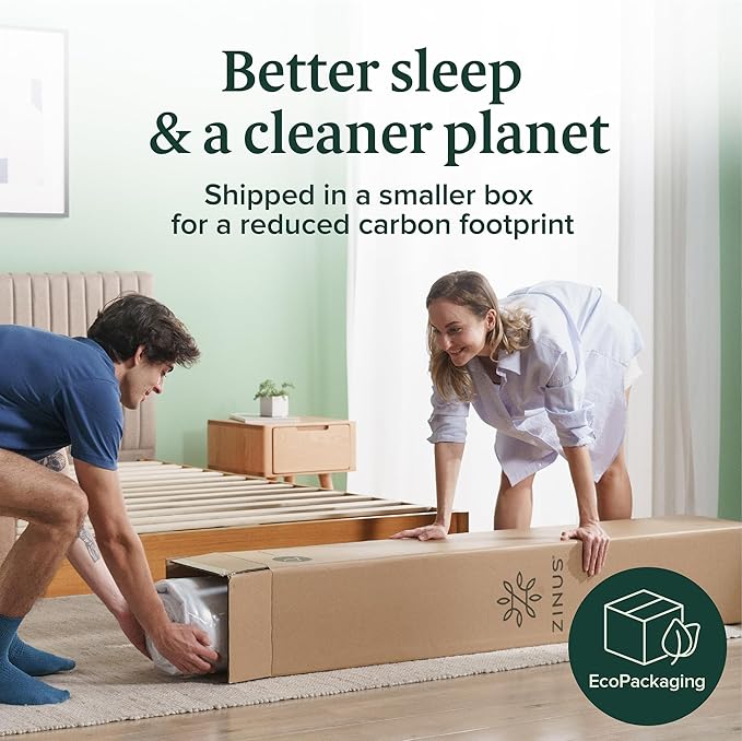 ZINUS 8 Inch Short Queen Green Tea Memory Foam Mattress [New Version], Fiberglass free, Medium Firm Feel, Zoned Pressure Relief, Certified Safe Foams & Fabric, Mattress in A Box