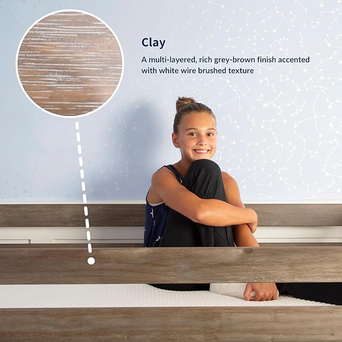 Max & Lily Twin Bed Frame with Slatted Headboard, Solid Wood Platform Bed for Kids, No Box Spring Needed, Easy Assembly, Clay
