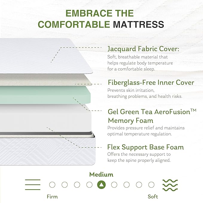 Twin Mattress in a Box, 5 inch Mattresses Made in USA for Kids Bed Single Size Daybed Individual Bunk, Memory Foam Medium Firm,
