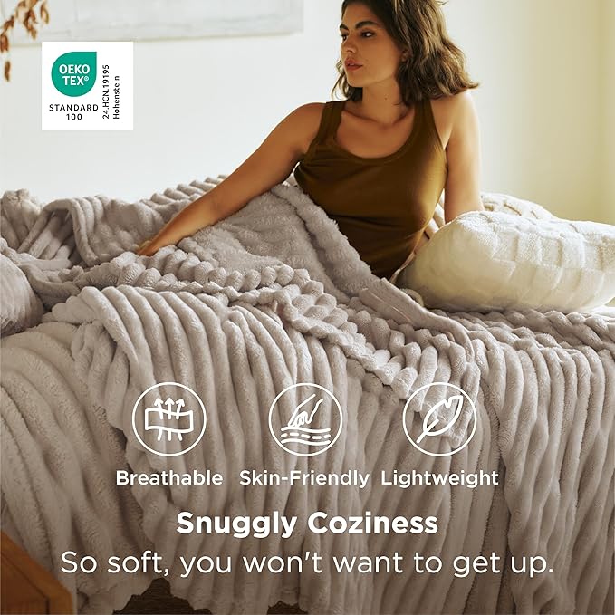 Bedsure GentleSoft Fleece Bed Blankets Full Size - Cozy Soft Blankets for Women, Cute Small Throws for Girls, Linen, 84x90 Inches
