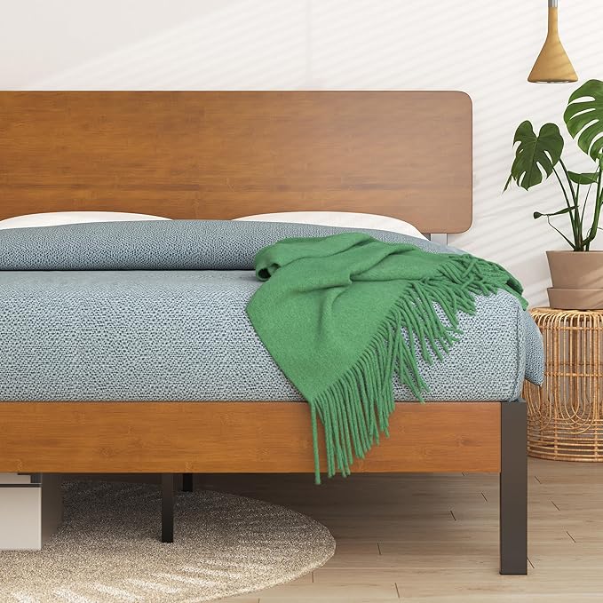 ZINUS Olivia Metal and Bamboo Platform Bed Frame, No Box Spring Needed, Wood Slat Support, Easy Assembly, Twin