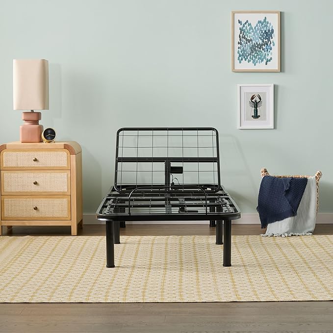 Linenspa Adjustable Bed Frame - Independent Head and Foot Incline - Powerful Quiet Motor - Easy Tool Free Assembly - Lounging - TV - Working - Reading - Ergonomic - Electric Bed Base - Twin XL Size