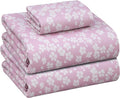 RUVANTI Flannel Sheets Twin Size - 100% Cotton Double Brushed Twin Sheets Set, Deep Pockets 16 Inches, All Seasons Breathable & Extra Soft Bed Sheets, Warm & Cozy, 3 Piece, Pink Flora