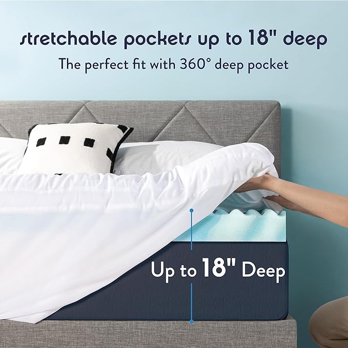 Best Price Mattress 4 Inch Pillowtop Mattress Topper and Pad Combo, 2 Inch Egg Crate Foam Mattress Topper, 2 Inch Plush Mattress Pad, Certified Safe Foam and Fabric, Dorm Essentials, Full