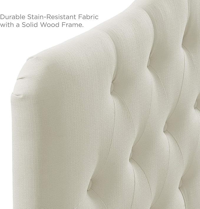 Modway Annabel Tufted Button Linen Fabric Upholstered Full Headboard in Ivory