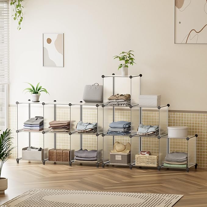 HOMIDEC 6-Cube Storage Organizer, Closet Organizer Storage Shelf Bookcase Bookshelf with Metal Hammer, Storage Cubes Organizer Cabinet for Kids, Closet, Bedroom, Bathroom, (11.8x11.8x11.8 inch)