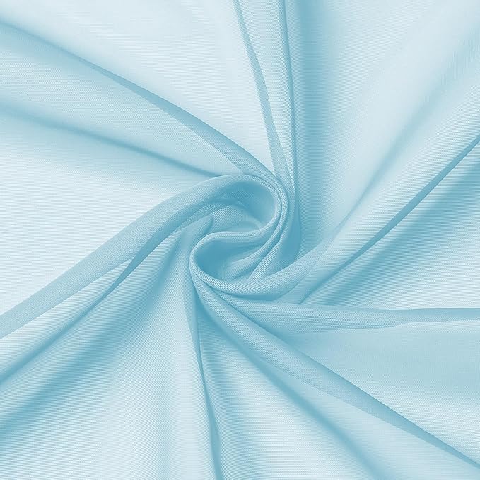 Aiyufeng 2 Pack: Basic Sky Blue Sheer Curtain Drapes 96 Inch Length 2 Panels for Living Room, Light Filtering Voile Drapes for Bedroom, Patio, Sliding Door, Each 42" W x 96" L