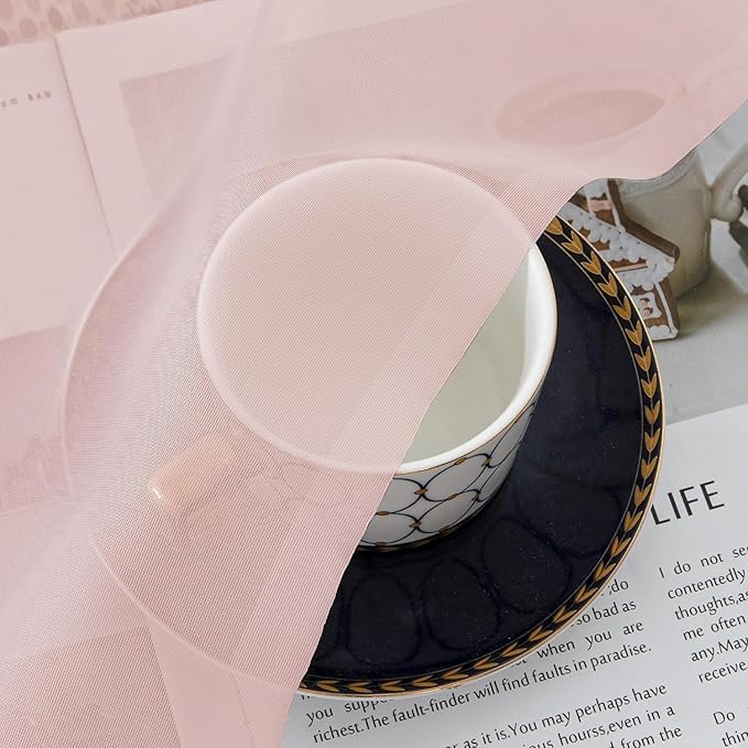 Aiyufeng Blush Pink Sheer Curtains 90 Inches Long 2 Panels Set, Light Filtering Soft Airy Voile Rod Pocket Baby Pink Sheer Window Drapes for Bedroom Living Room, Each 42Wx90L Inches