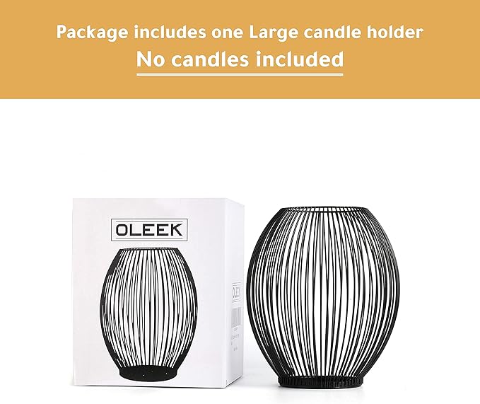 OLEEK Large Metal Candle Holder - Outdoor Lanterns for Patio - Iron Candle Holder - Decorative Candle Holders for Pillar Candles - Table Candles Holders Decor - Iron Candle Stands - Candles Holder