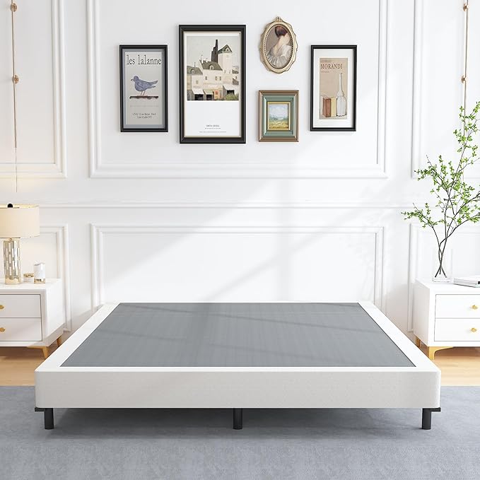 ALDRICH 5 Inch California King Box Spring Bed Base, 3000 lbs Heavy Duty Metal Frame Mattress Foundation with Cover, Easy Assembly