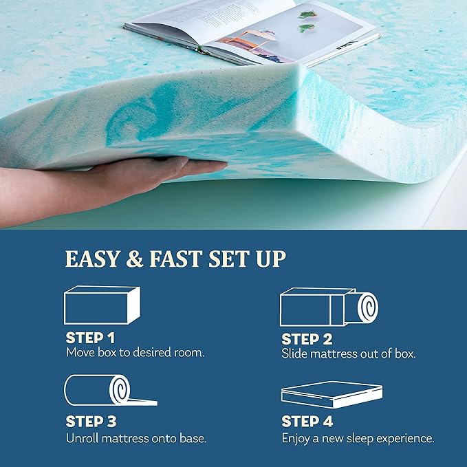 EGO Topper 3 Inch Full Memory Foam Mattress Topper, Gel Foam Mattress Topper for Pressure Relief, Ventilated Design Bed Topper in a Box, CertiPUR-US Certified, Medium