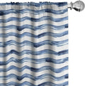 Ambesonne Harbour Stripe Window Curtains, Watercolor Style Paintbrush Stripes Sea Marine Life Lines Image, Lightweight Decor 2-Panel Set with Rod Pocket, Pair of - 28" x 84", Blue Night