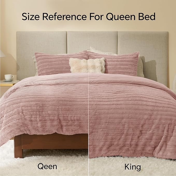 BEDELITE Fleece Twin Comforter Set -Super Soft & Warm Fluffy Pink Faux Fur Bedding, Luxury Fuzzy Heavy Bed Set for Winter with 1 Pillow case