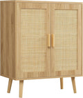 Iwell Storage Cabinet with 2 Shelves, Rattan Cabinet with 2 Doors, Sideboard Buffet Cabinets with Storage for Living Room, Dining Room, Entryway, Natural
