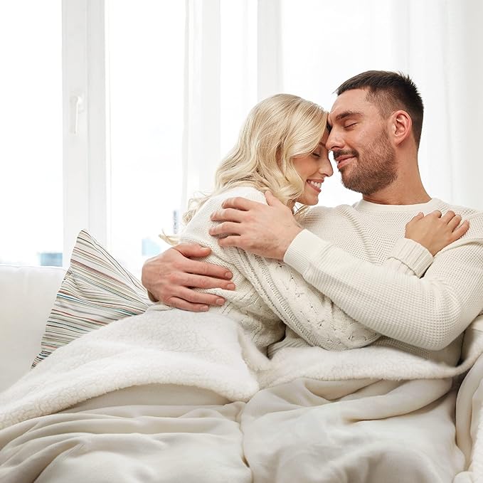 Bedsure GentleSoft Sherpa Fleece Throw Blanket for Couch - Thick and Warm Throw for Women and Men, Soft Fuzzy Plush Blanket for Winter, Linen, 50x60 Inches