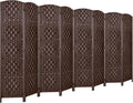 Rose Home Fashion 6 ft Tall Room Divider, Room Dividers and Folding Privacy Screens, 15.7in Privacy Screen 8 Panel Partition Temporary Wall Separation for Private, Brown