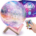 Mind-Glowing Galaxy Moon Lamp with Multi Colors, Touch/Remote, Wood Stand - Teen Girl Room Decor, Trendy Stuff - Christmas Gift for Any Year Old Teenage Girl - Cool Night Light for Kids (5.9 inch)