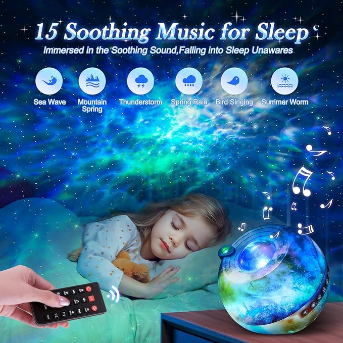 Star Projector, 15 Colors Galaxy Projector for Bedroom Adults,15 White Noise Ceiling Projector for Ceiling for Adults,Bluetooth Galaxy Light Projector Night Light for Kids