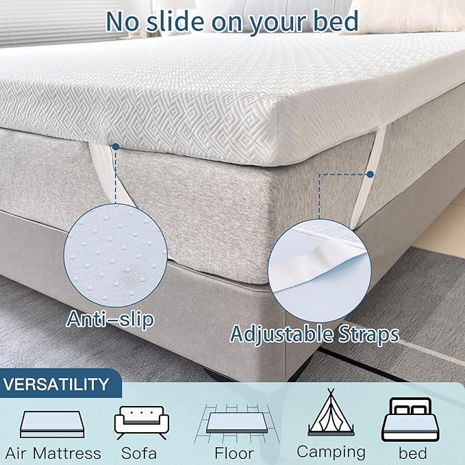 Airensky 4 Inch Memory Foam Mattress Topper, Cooling Gel Infused High Density Cal King (72"x84") Topper with Removable Washable Cover, Bed Topper for Pressure Relief Back Pain, CertiPUR-US Certified