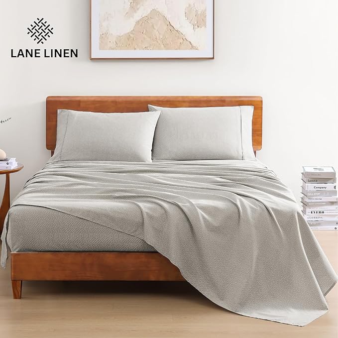 LANE LINEN RV Queen Sheets Set - 100% Organic Cotton Camper Sheet Sets 15" Deep Pocket Fitted - Snowdrop