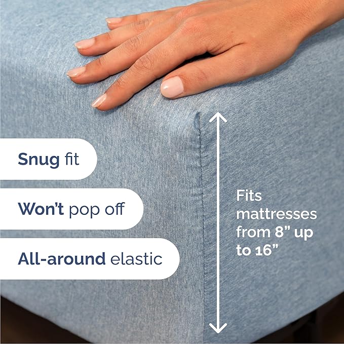 Cal King Sheet Set 6 Piece - Bed Sheets California King Size - Soft Hotel Luxury Bedding - Cooling, Comfy & Breathable - 1 Flat 1 Fitted & 4 Pillowcases w/ Deep Pockets - Wrinkle Free - Heathered Blue