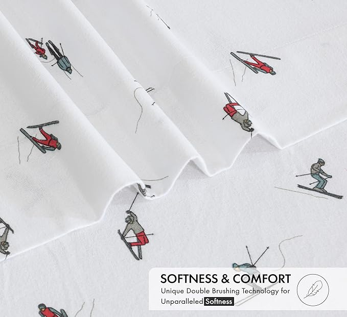 RUVANTI Flannel Sheets Twin Size - 100% Cotton Double Brushed Twin Sheets Set, Deep Pockets 16 Inches, All Seasons Breathable & Extra Soft Bed Sheets, Warm & Cozy, 3 Piece, Flurry Friends