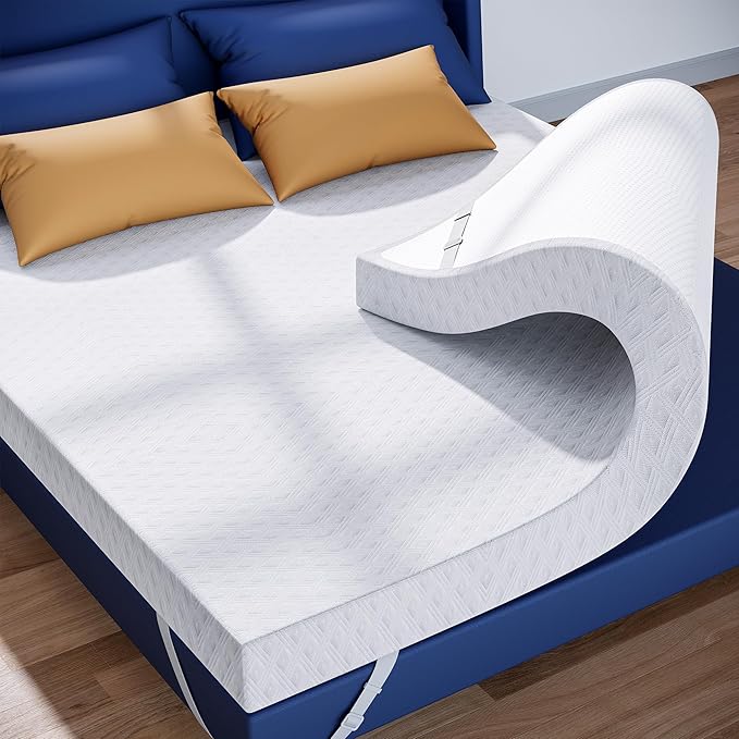 RISAR Memory Foam Mattress Topper California King Size Mattress pad 3’’ Inch High Density Mattress Cooling Gel Thick Topper for Back Pain Relief Best Soft Bed with Cover(72 x 84 inch)