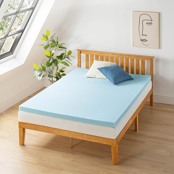 Best Price Mattress 2.5 Inch Ventilated Memory Foam Mattress Topper, Cooling Gel Infusion, CertiPUR-US Certified, Dorm Essentials, Short Queen