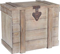 Household Essentials White Washed Rustic Decorative Wooden Trunk, Medium