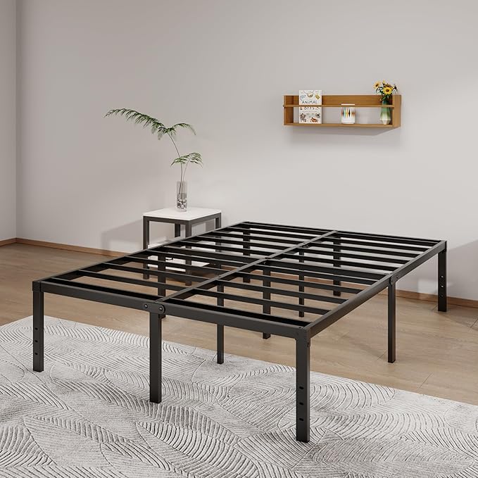 Metal Bed Frame King Size - 18 Inch Heavy-Duty King Platform Bed Frame No Box Spring Needed, Easy Assembly, Noise-Free, Sturdy Mattress Foundation, Underbed Storage Space