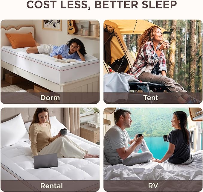 Bedsure Cal King Mattress Topper - Pillow Top Mattress Pad Cover with Deep Pocket Fits up to 21 Inches, Plush Soft Bed Topper for Back Pain Relief, Overfilled with Down Alternative Filling, White
