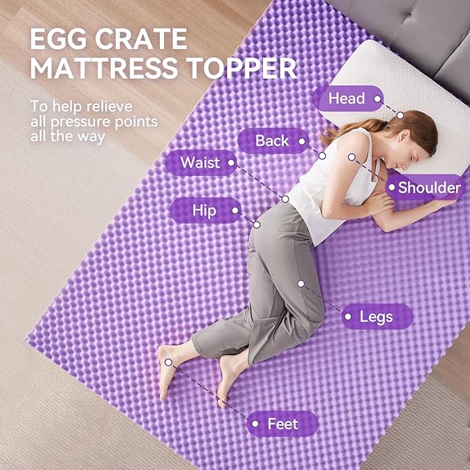 SINWEEK 3 Inch Egg Crate Memory Foam Mattress Topper Twin Size, Soft Mattress Pad for Back Pain Relief, Bed Topper, CertiPUR-US Certified